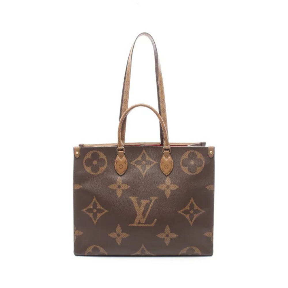 Louis Vuitton On The Go Tote Bag Canvas Monogram Giant Reverse Brown Beige Cream